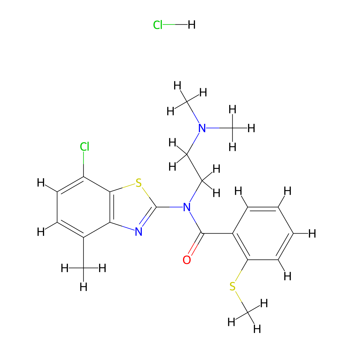 N-(7-chloro-4-methylbenzo[d]thiazol-2-yl)-N-(2-(dimethylamino)ethyl)-2-(methylthio)benzamide hydrochloride molecular structure, CAS 1216721-87-7
