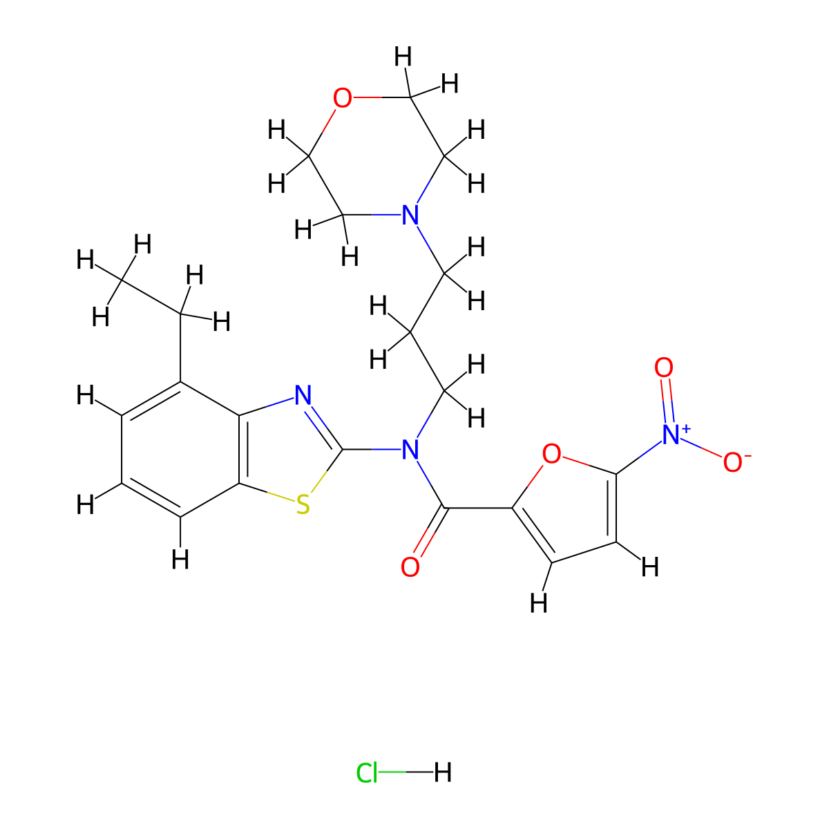N-(4-ethylbenzo[d]thiazol-2-yl)-N-(3-morpholinopropyl)-5-nitrofuran-2-carboxamide hydrochloride molecular structure, CAS 1216722-26-7