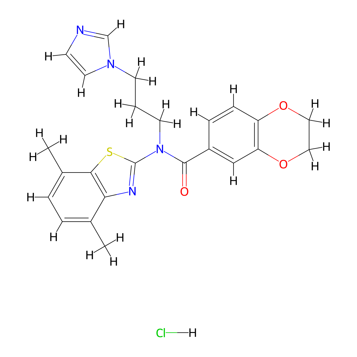 N-(3-(1H-imidazol-1-yl)propyl)-N-(4,7-dimethylbenzo[d]thiazol-2-yl)-2,3-dihydrobenzo[b][1,4]dioxine-6-carboxamide hydrochloride molecular structure, CAS 1216724-11-6