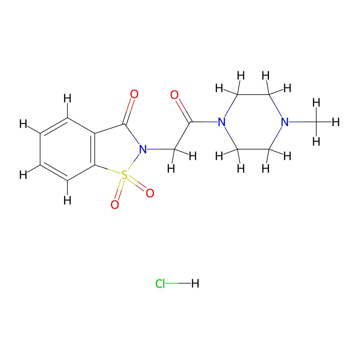 2-(2-(4-methylpiperazin-1-yl)-2-oxoethyl)benzo[d]isothiazol-3(2H)-one 1,1-dioxide hydrochloride molecular structure, CAS 1216725-63-1