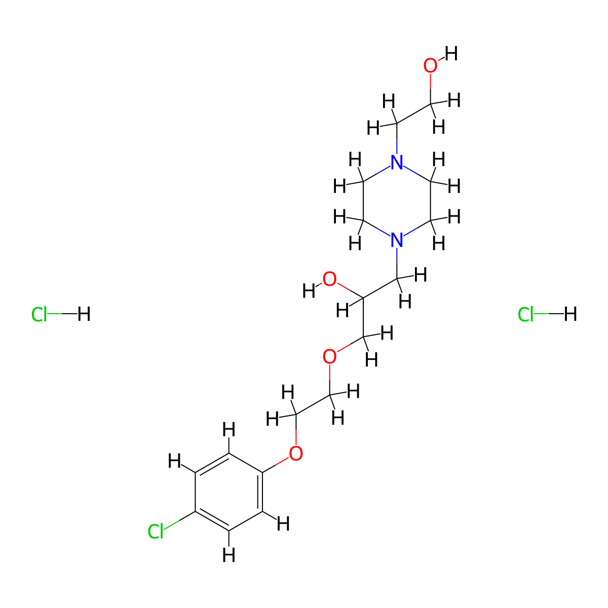 1-(2-(4-Chlorophenoxy)ethoxy)-3-(4-(2-hydroxyethyl)piperazin-1-yl)propan-2-ol dihydrochloride molecular structure, CAS 1216726-05-4