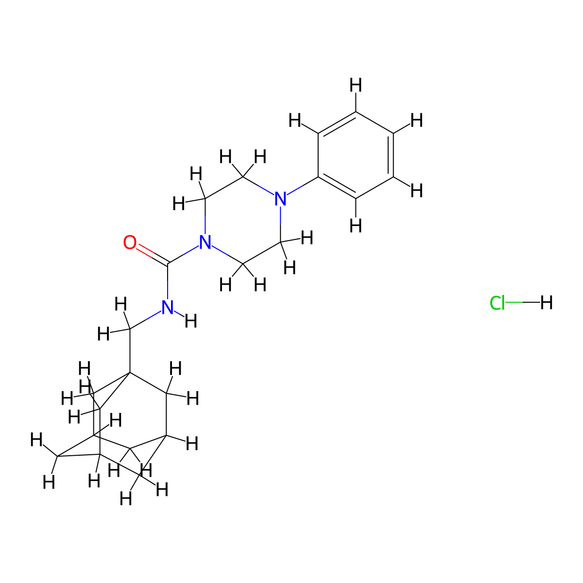 N-[(adamantan-1-yl)methyl]-4-phenylpiperazine-1-carboxamide hydrochloride molecular structure, CAS 1216726-71-4