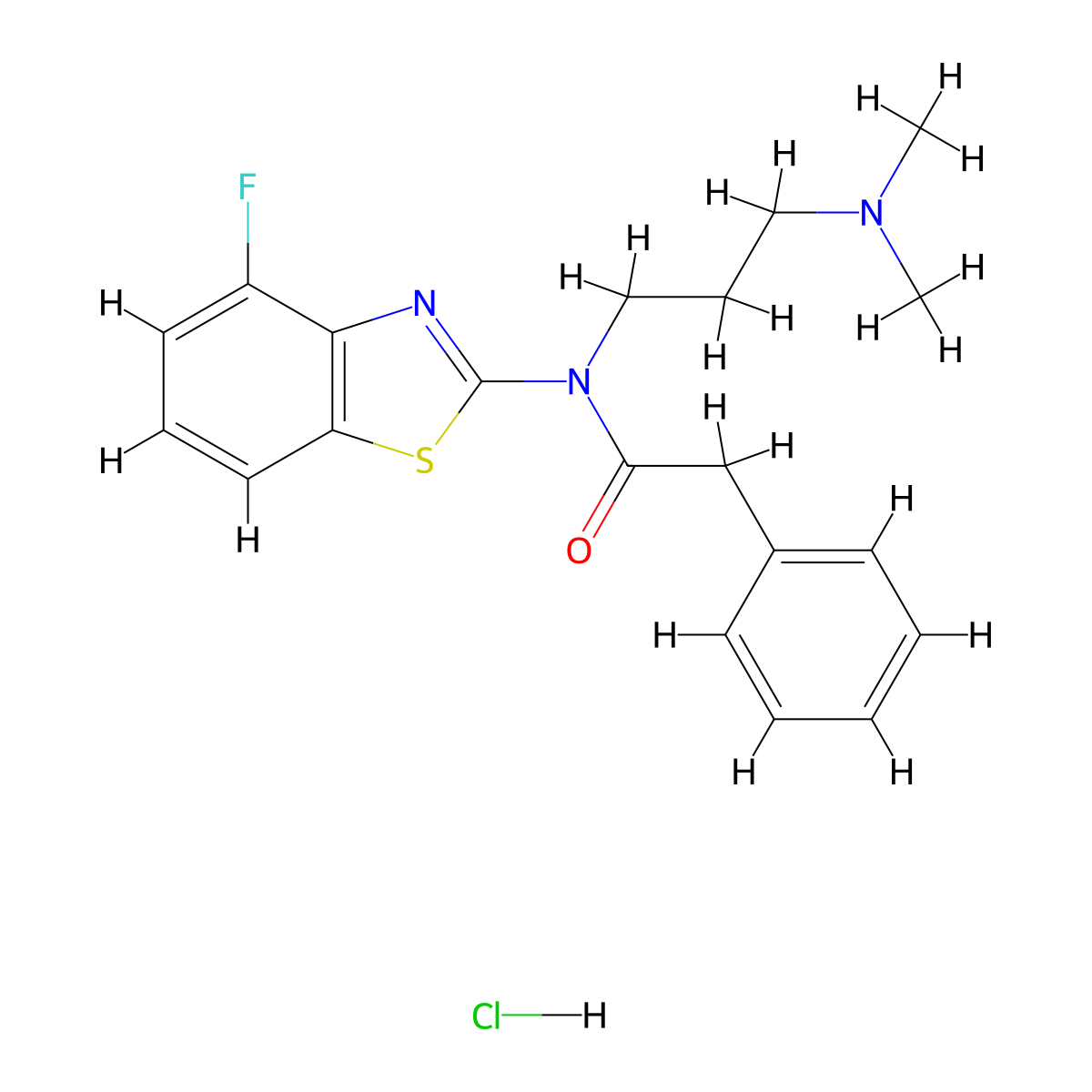 N-(3-(dimethylamino)propyl)-N-(4-fluorobenzo[d]thiazol-2-yl)-2-phenylacetamide hydrochloride molecular structure, CAS 1216726-87-2