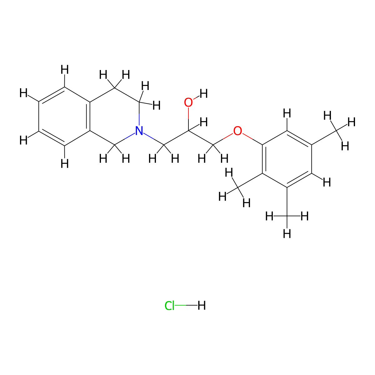 1-(1,2,3,4-Tetrahydroisoquinolin-2-yl)-3-(2,3,5-trimethylphenoxy)propan-2-ol hydrochloride molecular structure, CAS 1216731-47-3