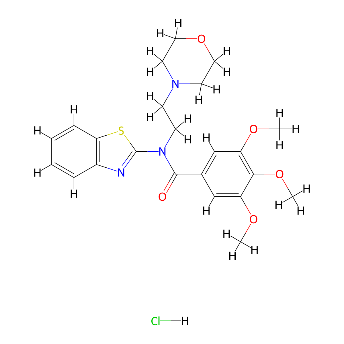 N-(benzo[d]thiazol-2-yl)-3,4,5-trimethoxy-N-(2-morpholinoethyl)benzamide hydrochloride molecular structure, CAS 1216731-57-5