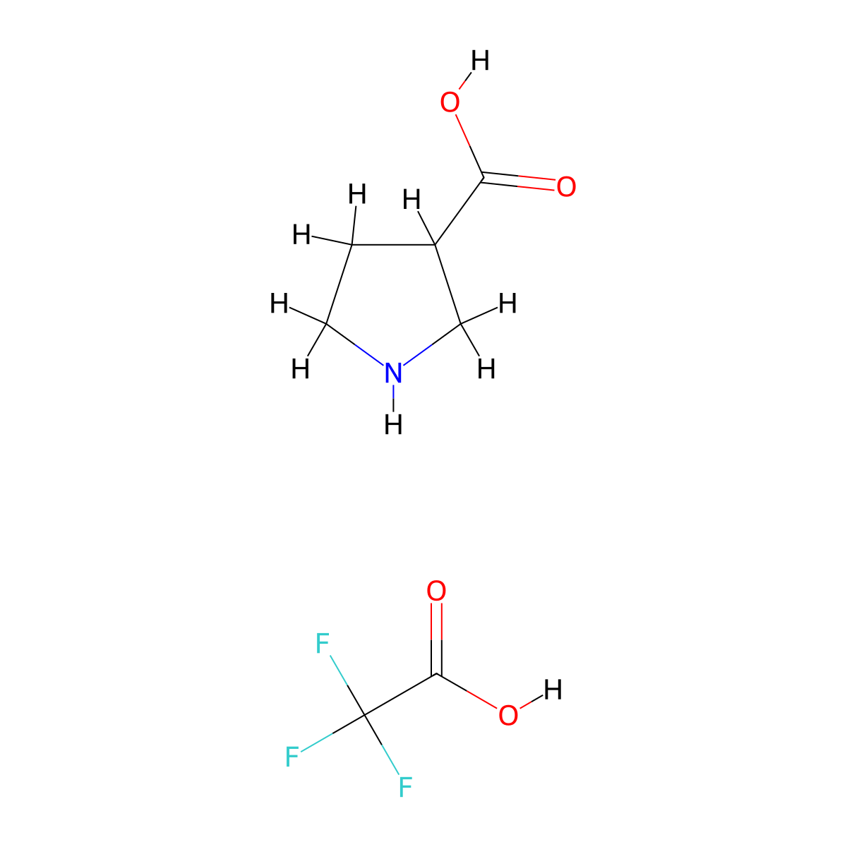 Pyrrolidine-3-carboxylic acid trifluoroacetate molecular structure, CAS 1216735-73-7