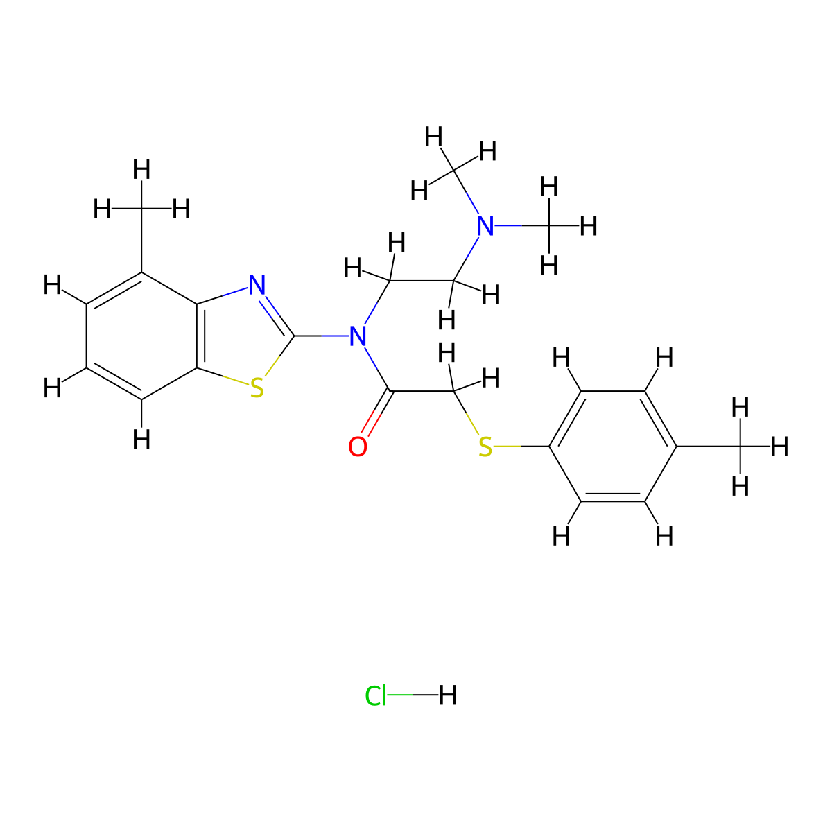 N-(2-(dimethylamino)ethyl)-N-(4-methylbenzo[d]thiazol-2-yl)-2-(p-tolylthio)acetamide hydrochloride molecular structure, CAS 1216736-29-6