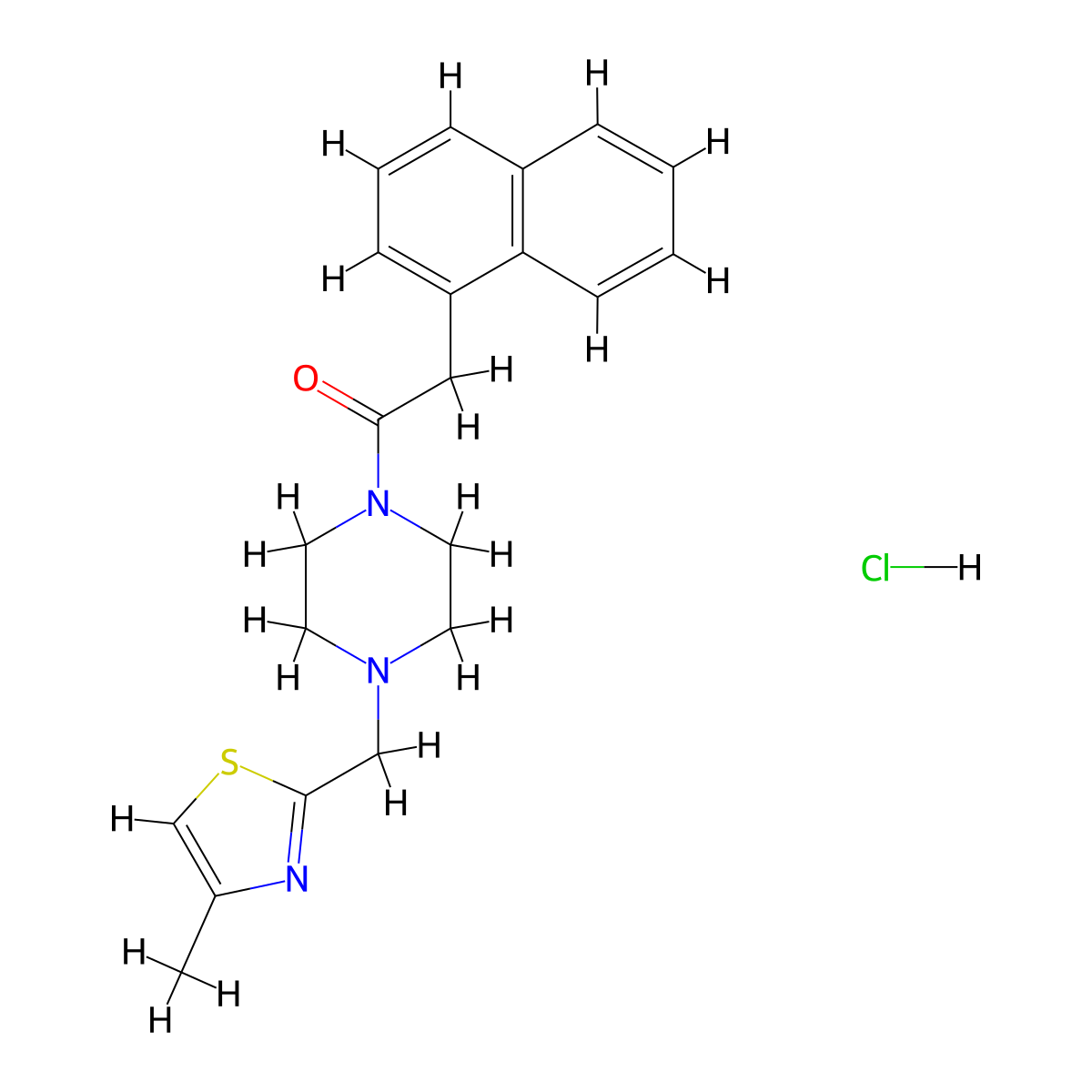 1-(4-((4-Methylthiazol-2-yl)methyl)piperazin-1-yl)-2-(naphthalen-1-yl)ethanone hydrochloride molecular structure, CAS 1216736-62-7