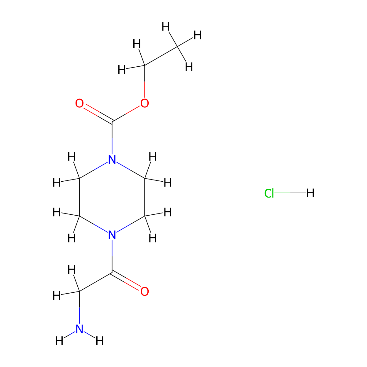 Ethyl 4-(2-aminoacetyl)piperazine-1-carboxylate hydrochloride molecular structure, CAS 1216740-02-1