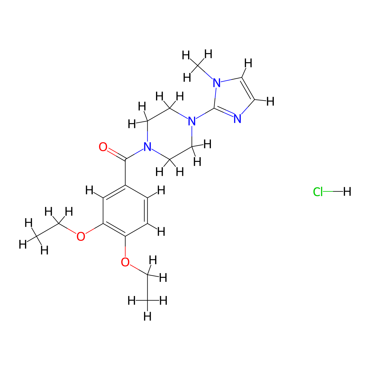 (3,4-diethoxyphenyl)(4-(1-methyl-1H-imidazol-2-yl)piperazin-1-yl)methanone hydrochloride molecular structure, CAS 1216740-25-8