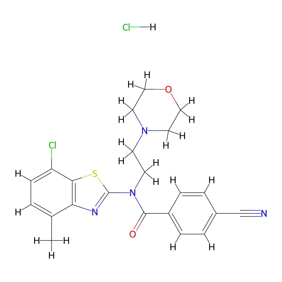 N-(7-chloro-4-methylbenzo[d]thiazol-2-yl)-4-cyano-N-(2-morpholinoethyl)benzamide hydrochloride molecular structure, CAS 1216741-34-2