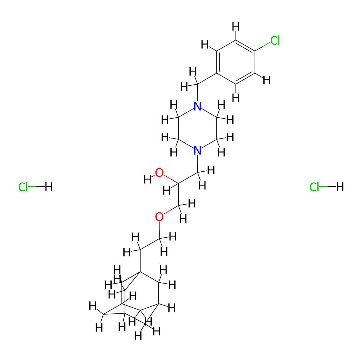 1-[2-(1-Adamantyl)ethoxy]-3-[4-[(4-chlorophenyl)methyl]piperazin-1-yl]propan-2-ol;dihydrochloride molecular structure, CAS 1216741-36-4