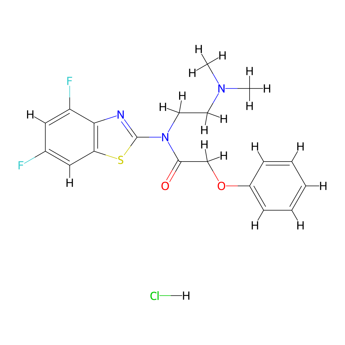 N-(4,6-difluorobenzo[d]thiazol-2-yl)-N-(2-(dimethylamino)ethyl)-2-phenoxyacetamide hydrochloride molecular structure, CAS 1216742-02-7