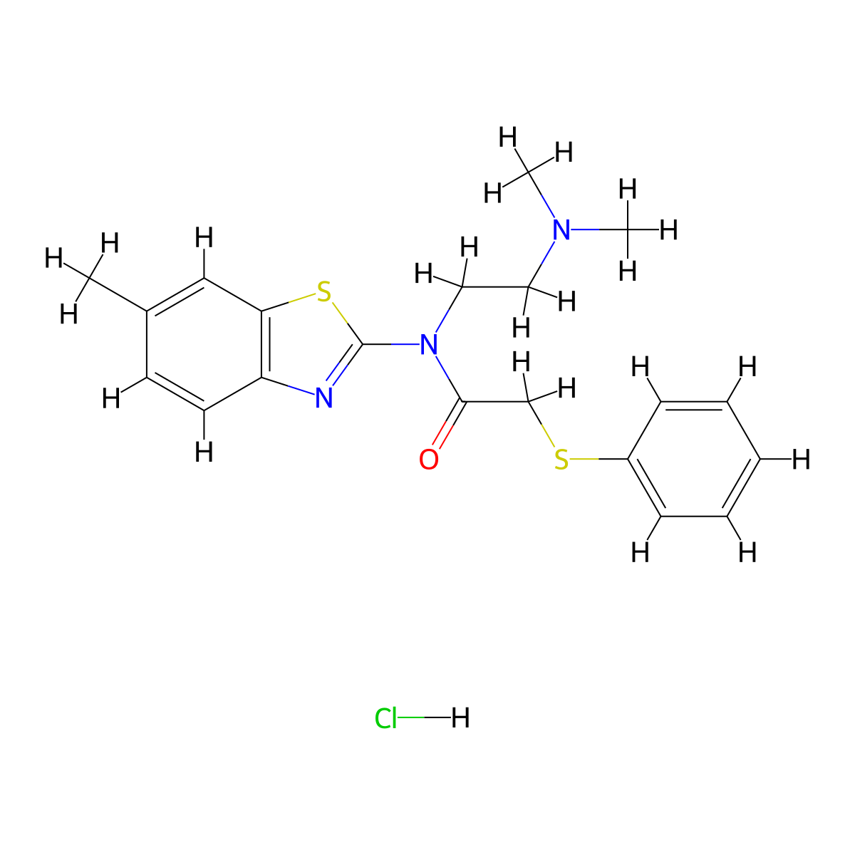 N-(2-(dimethylamino)ethyl)-N-(6-methylbenzo[d]thiazol-2-yl)-2-(phenylthio)acetamide hydrochloride molecular structure, CAS 1216742-35-6