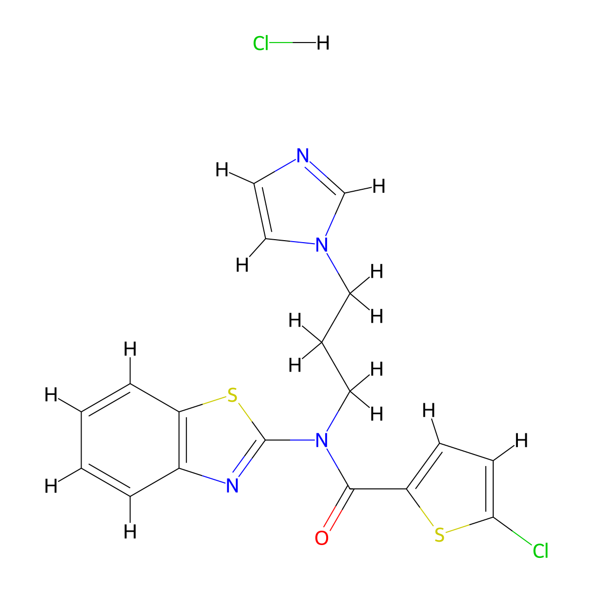 N-(3-(1H-imidazol-1-yl)propyl)-N-(benzo[d]thiazol-2-yl)-5-chlorothiophene-2-carboxamide hydrochloride molecular structure, CAS 1216743-05-3