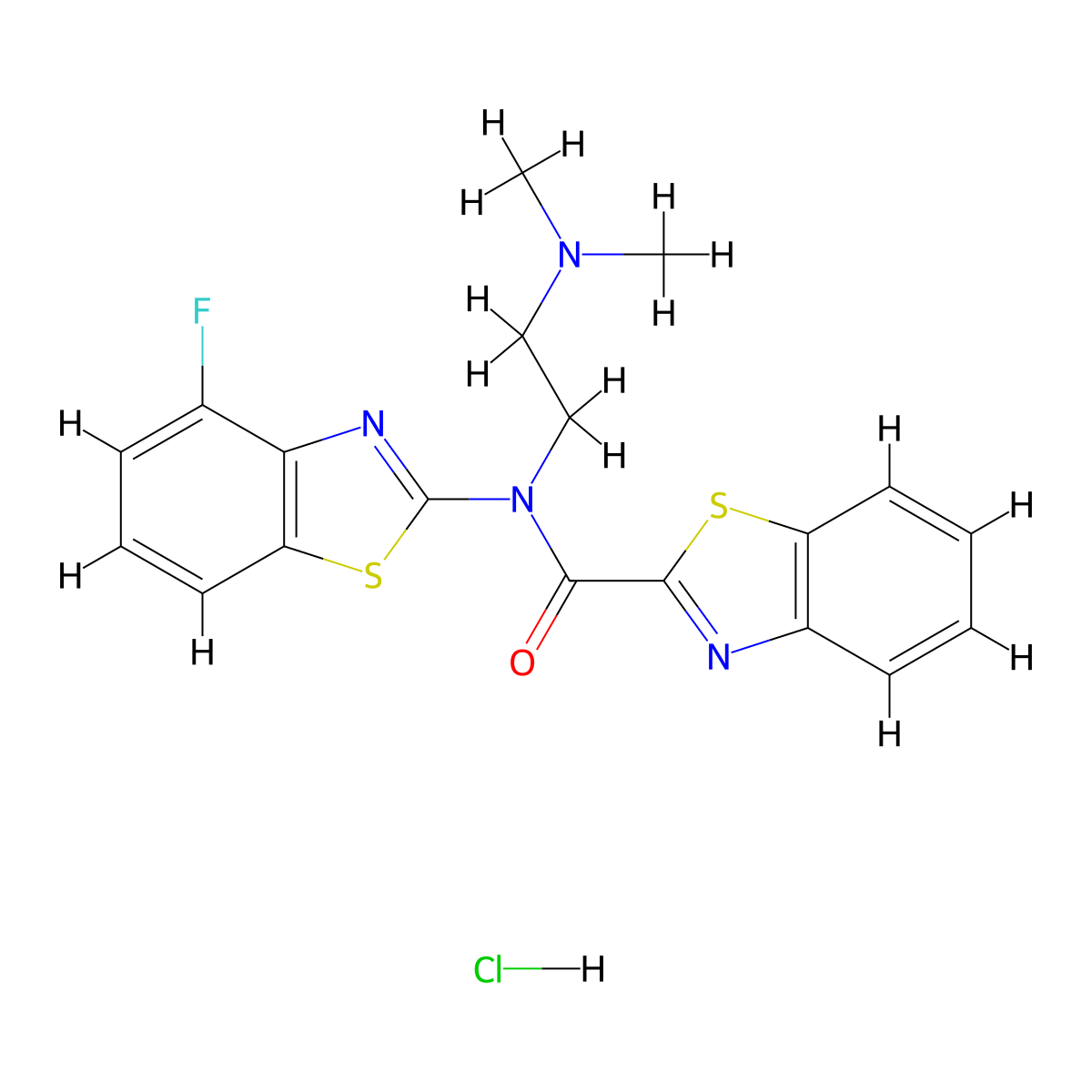 N-(2-(dimethylamino)ethyl)-N-(4-fluorobenzo[d]thiazol-2-yl)benzo[d]thiazole-2-carboxamide hydrochloride molecular structure, CAS 1216743-06-4