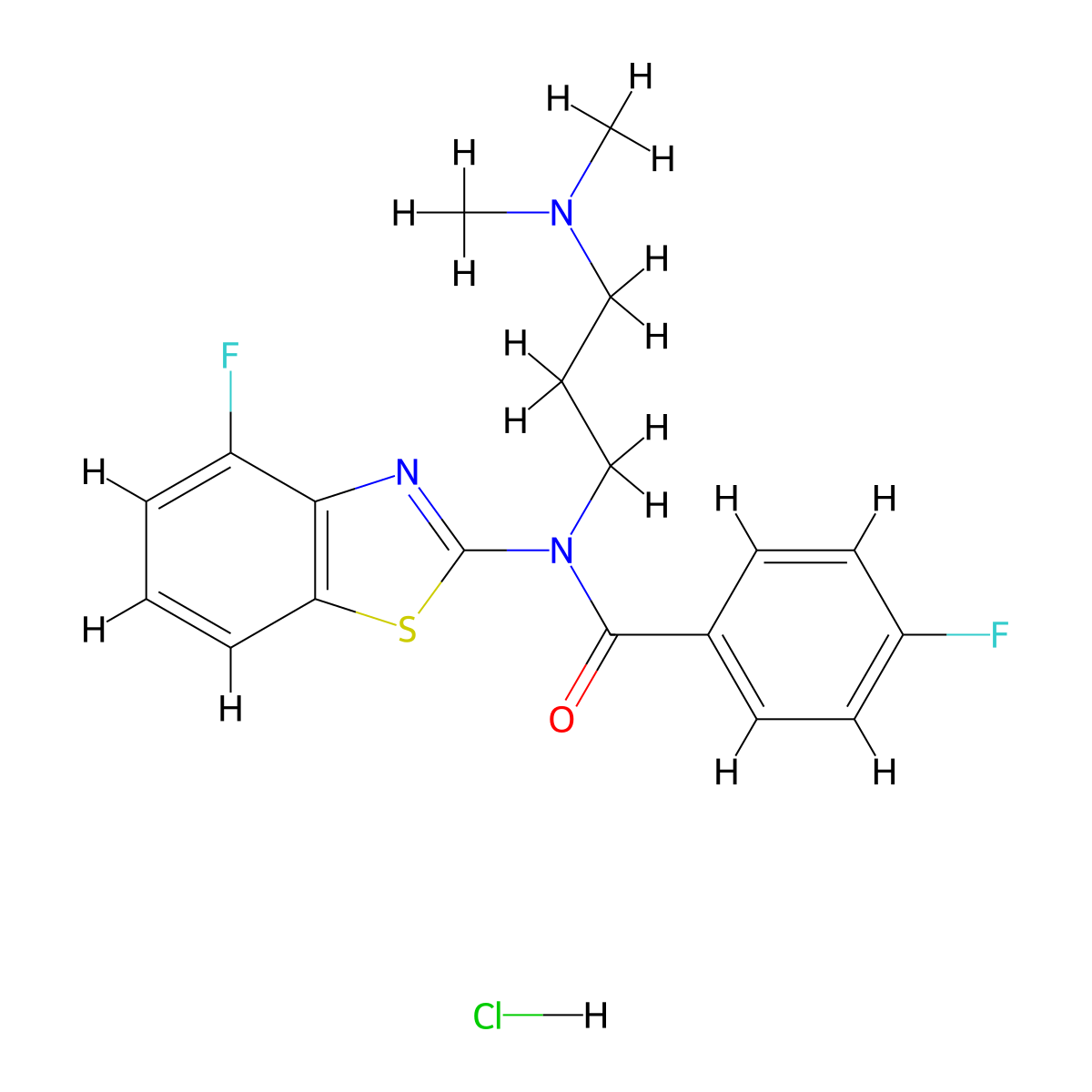 N-(3-(dimethylamino)propyl)-4-fluoro-N-(4-fluorobenzo[d]thiazol-2-yl)benzamide hydrochloride molecular structure, CAS 1216744-35-2