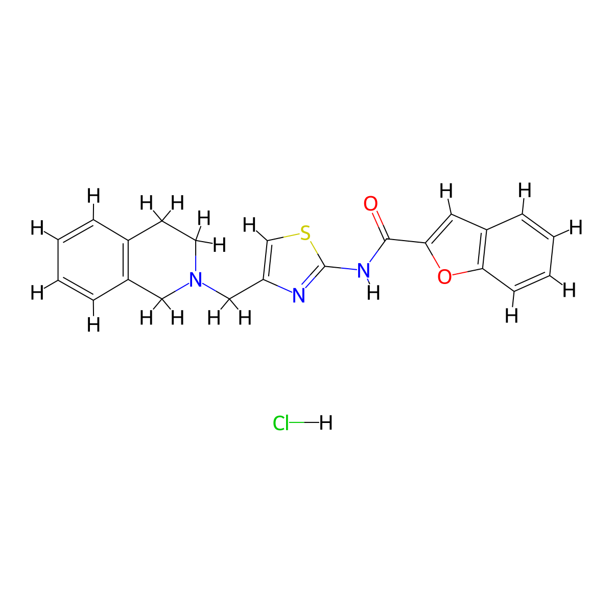 N-(4-((3,4-dihydroisoquinolin-2(1H)-yl)methyl)thiazol-2-yl)benzofuran-2-carboxamide hydrochloride molecular structure, CAS 1216744-92-1