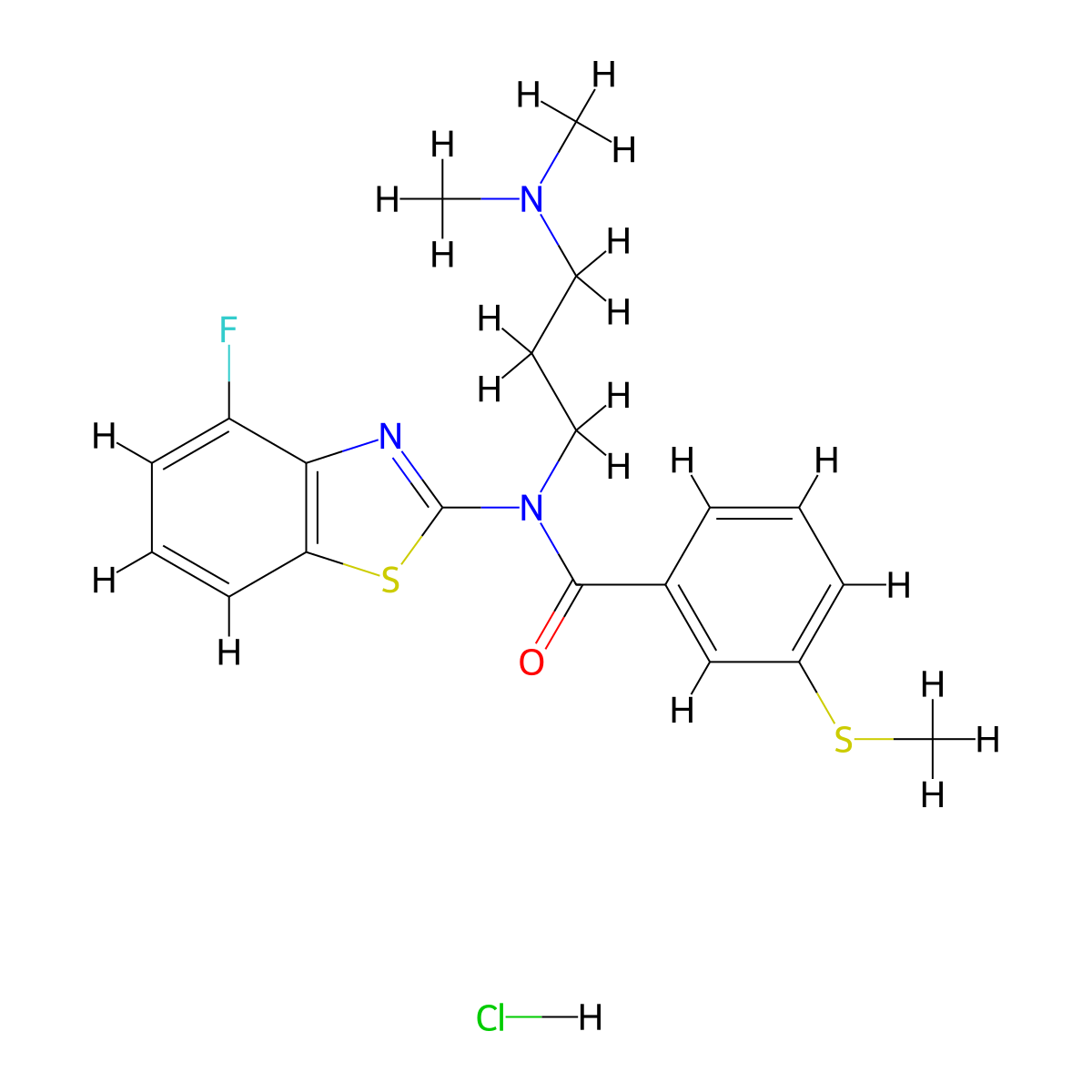 N-(3-(dimethylamino)propyl)-N-(4-fluorobenzo[d]thiazol-2-yl)-3-(methylthio)benzamide hydrochloride molecular structure, CAS 1216747-07-7