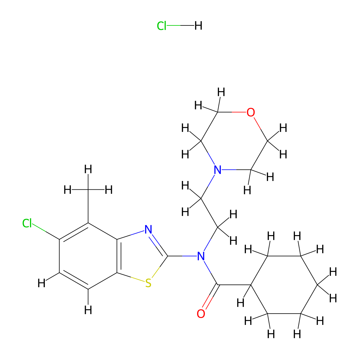 N-(5-chloro-4-methylbenzo[d]thiazol-2-yl)-N-(2-morpholinoethyl)cyclohexanecarboxamide hydrochloride molecular structure, CAS 1216748-21-8