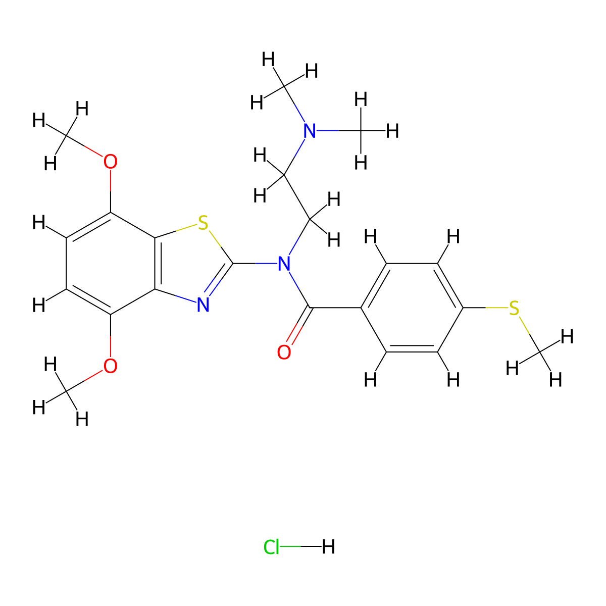 N-(4,7-dimethoxybenzo[d]thiazol-2-yl)-N-(2-(dimethylamino)ethyl)-4-(methylthio)benzamide hydrochloride molecular structure, CAS 1216748-76-3