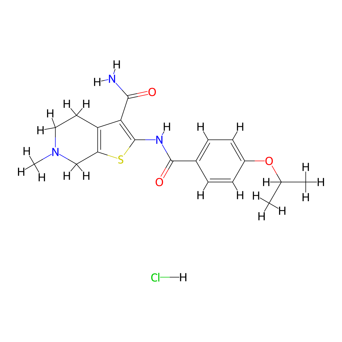 2-(4-Isopropoxybenzamido)-6-methyl-4,5,6,7-tetrahydrothieno[2,3-c]pyridine-3-carboxamide hydrochloride molecular structure, CAS 1216749-00-6