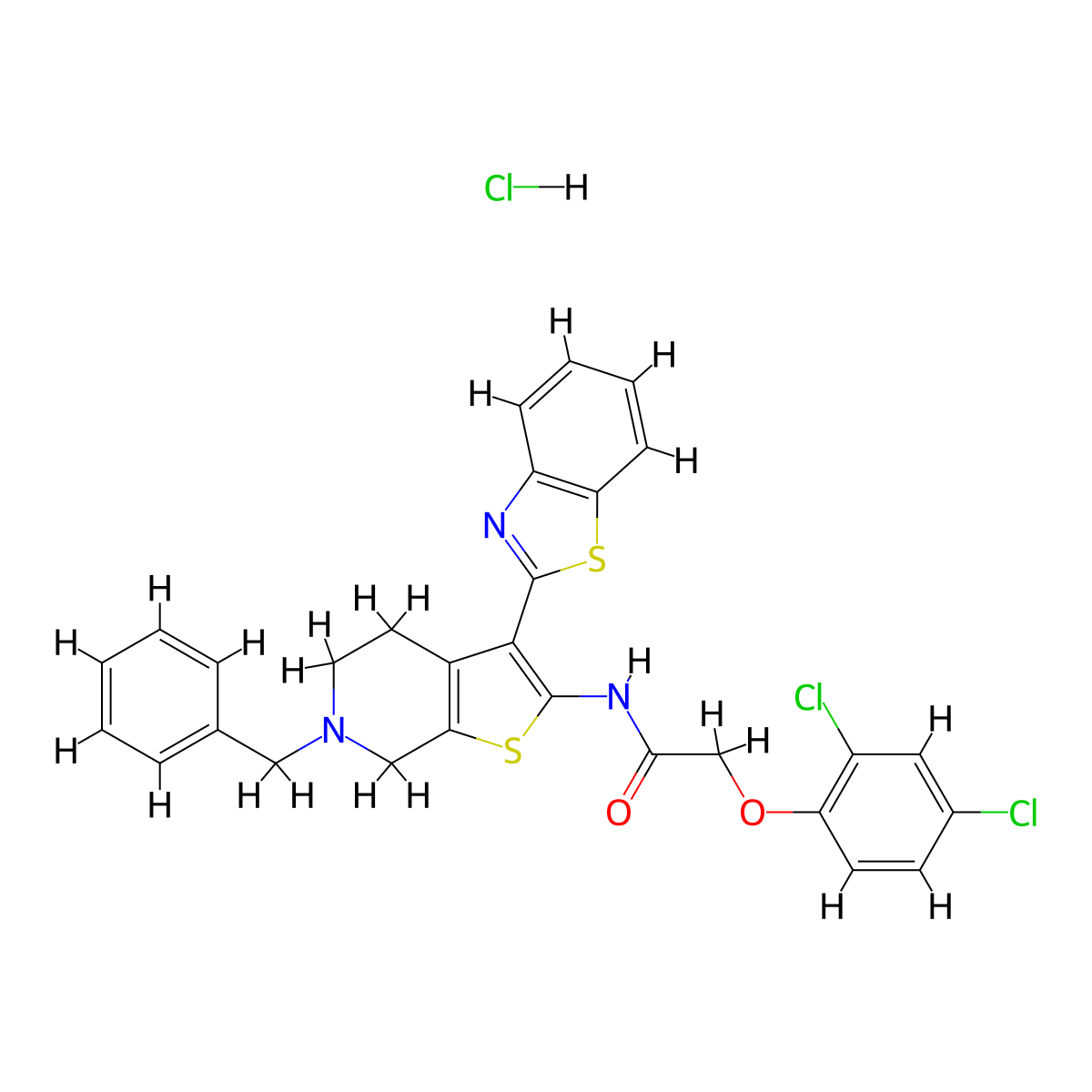 N-(3-(benzo[d]thiazol-2-yl)-6-benzyl-4,5,6,7-tetrahydrothieno[2,3-c]pyridin-2-yl)-2-(2,4-dichlorophenoxy)acetamide hydrochloride molecular structure, CAS 1216749-78-8