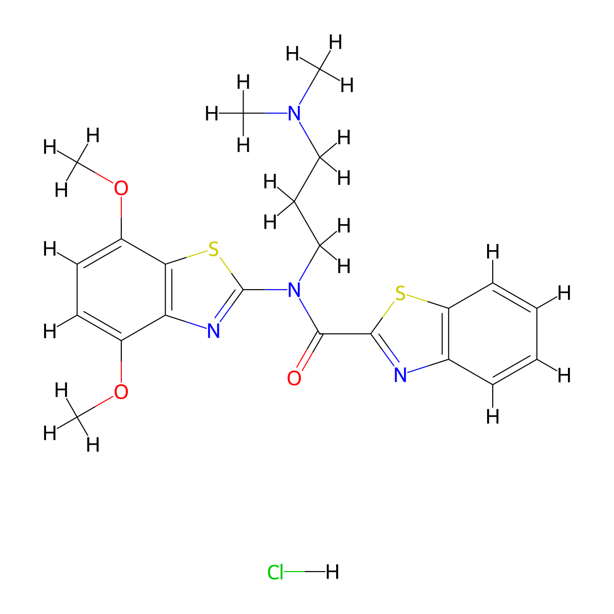 N-(4,7-dimethoxybenzo[d]thiazol-2-yl)-N-(3-(dimethylamino)propyl)benzo[d]thiazole-2-carboxamide hydrochloride molecular structure, CAS 1216749-92-6