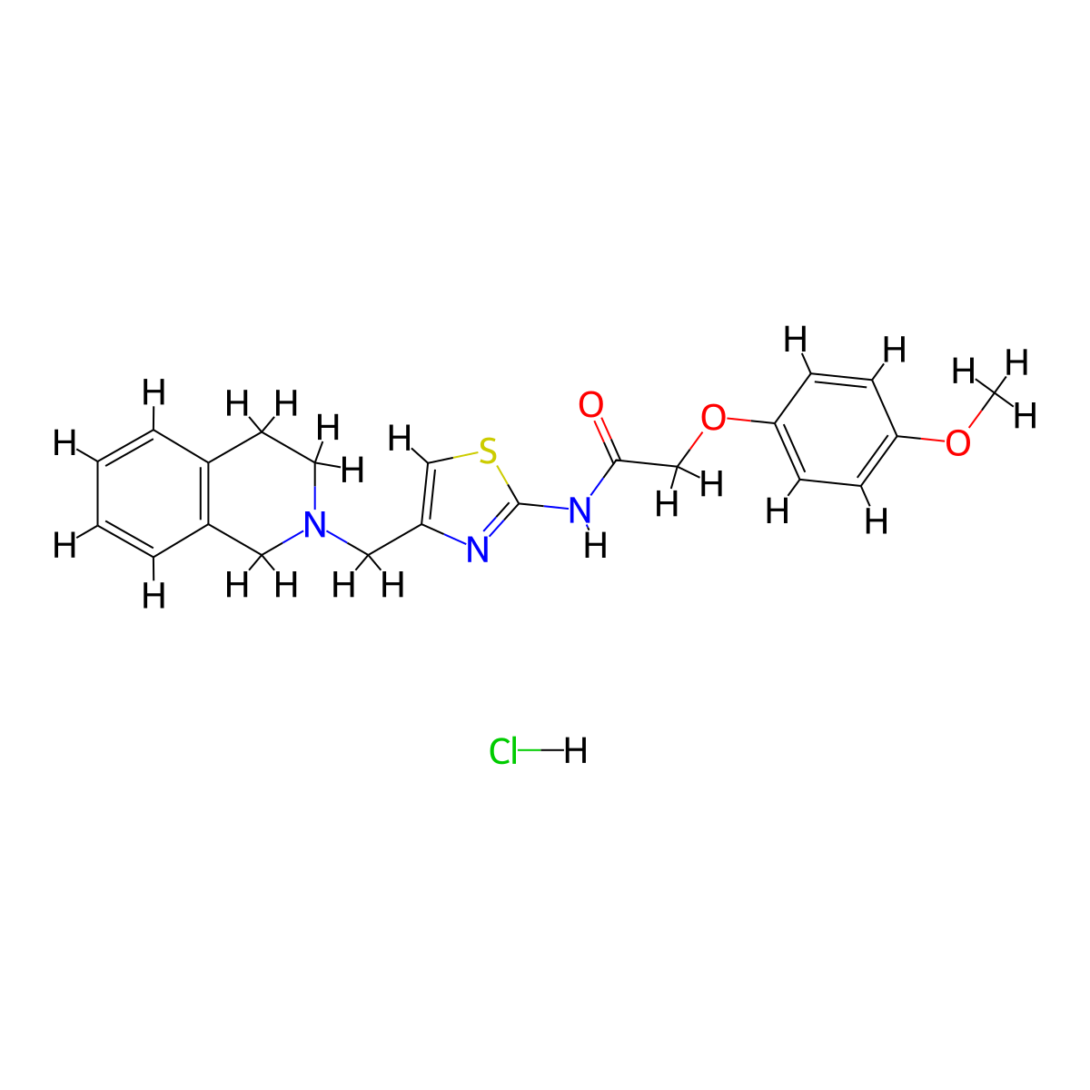N-(4-((3,4-dihydroisoquinolin-2(1H)-yl)methyl)thiazol-2-yl)-2-(4-methoxyphenoxy)acetamide hydrochloride molecular structure, CAS 1216750-41-2
