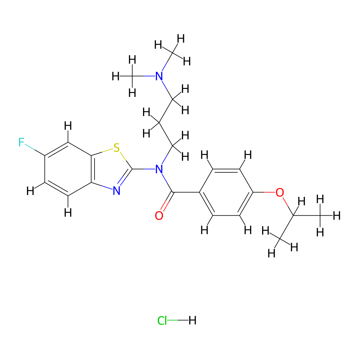 N-(3-(dimethylamino)propyl)-N-(6-fluorobenzo[d]thiazol-2-yl)-4-isopropoxybenzamide hydrochloride molecular structure, CAS 1216750-58-1