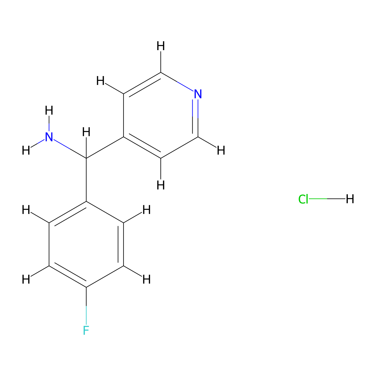 (4-Fluorophenyl)(pyridin-4-yl)methanamine hydrochloride molecular structure, CAS 1216750-96-7