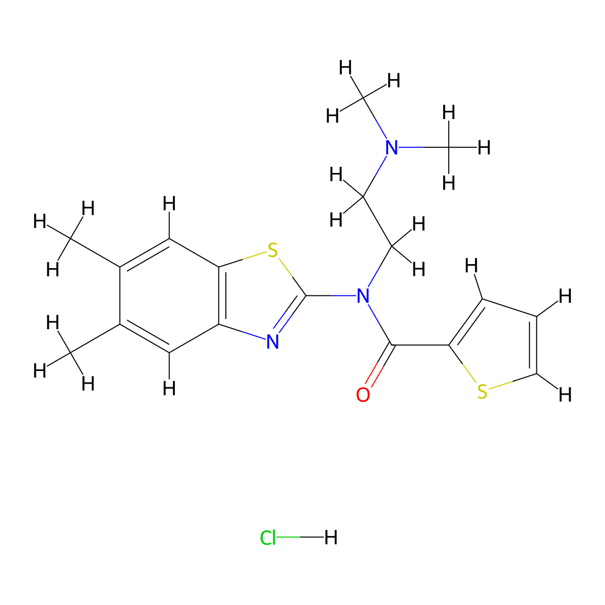 N-(2-(dimethylamino)ethyl)-N-(5,6-dimethylbenzo[d]thiazol-2-yl)thiophene-2-carboxamide hydrochloride molecular structure, CAS 1216751-04-0