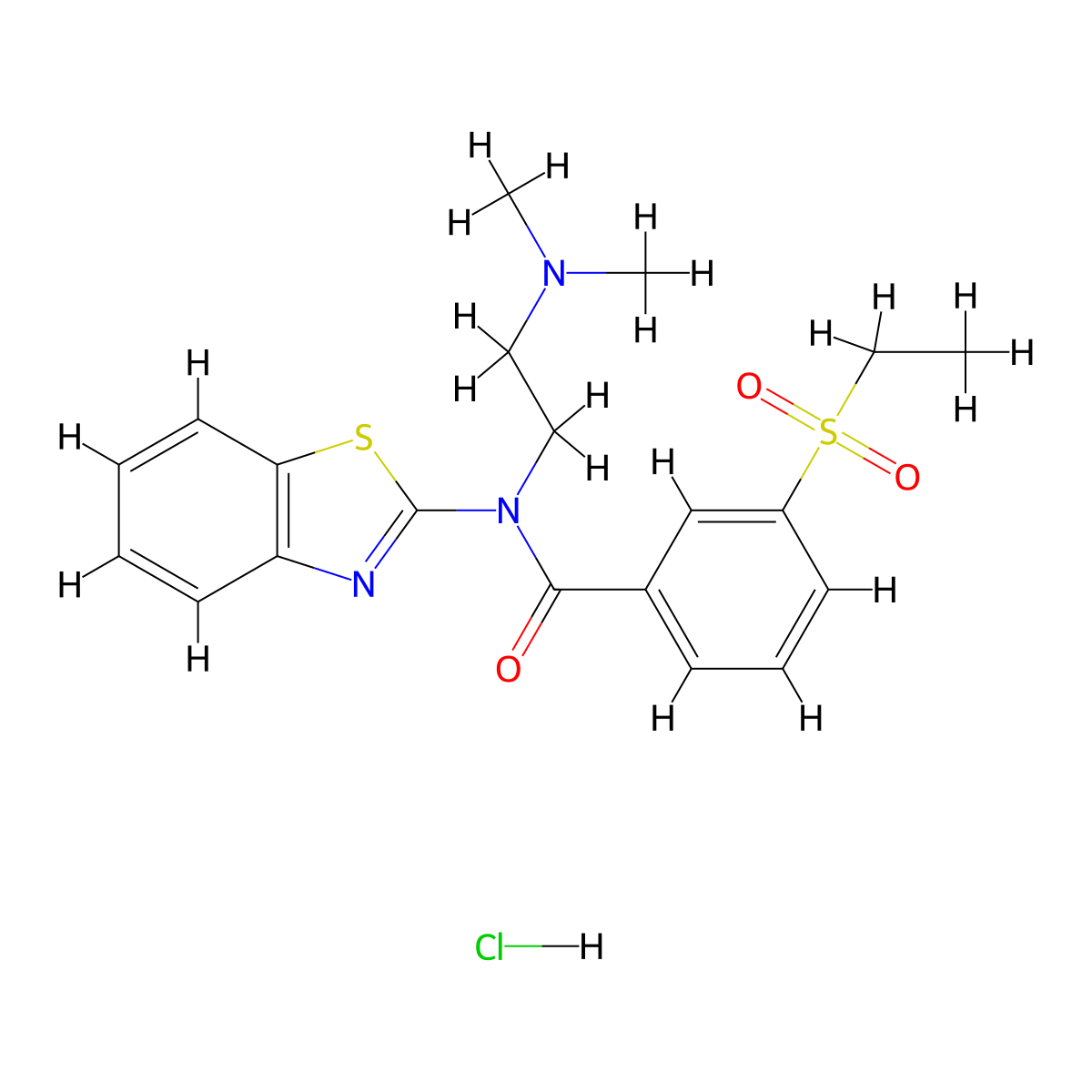 N-(benzo[d]thiazol-2-yl)-N-(2-(dimethylamino)ethyl)-3-(ethylsulfonyl)benzamide hydrochloride molecular structure, CAS 1216752-58-7