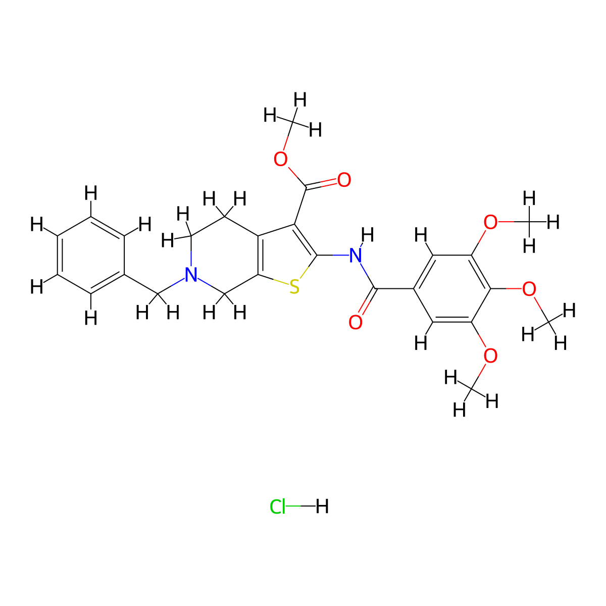 Methyl 6-benzyl-2-(3,4,5-trimethoxybenzamido)-4,5,6,7-tetrahydrothieno[2,3-c]pyridine-3-carboxylate hydrochloride molecular structure, CAS 1216752-83-8