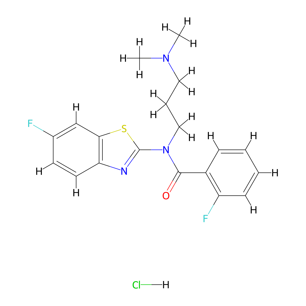 N-(3-(dimethylamino)propyl)-2-fluoro-N-(6-fluorobenzo[d]thiazol-2-yl)benzamide hydrochloride molecular structure, CAS 1216753-83-1