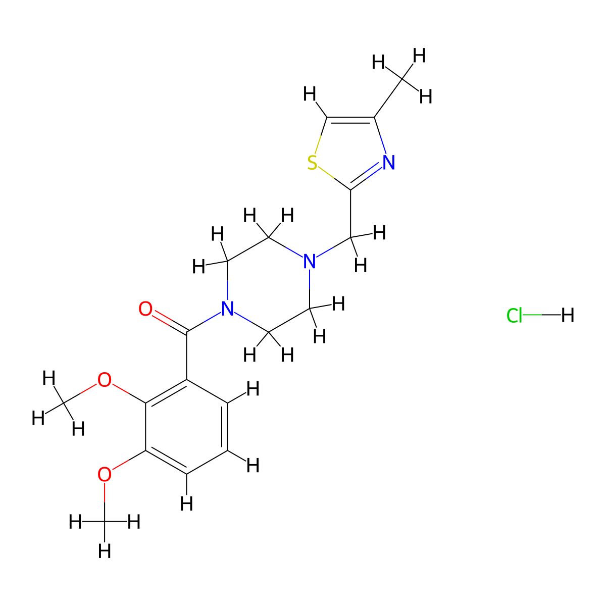 (2,3-Dimethoxyphenyl)(4-((4-methylthiazol-2-yl)methyl)piperazin-1-yl)methanone hydrochloride molecular structure, CAS 1216754-09-4