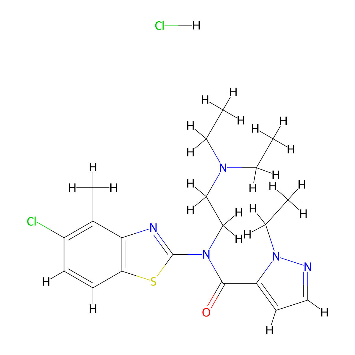 N-(5-chloro-4-methylbenzo[d]thiazol-2-yl)-N-(2-(diethylamino)ethyl)-1-ethyl-1H-pyrazole-5-carboxamide hydrochloride molecular structure, CAS 1216754-35-6