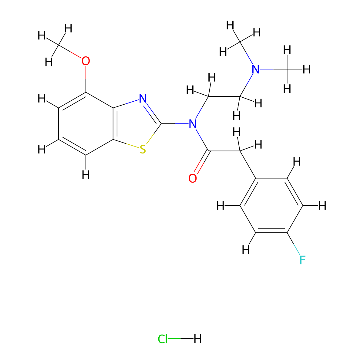N-(2-(dimethylamino)ethyl)-2-(4-fluorophenyl)-N-(4-methoxybenzo[d]thiazol-2-yl)acetamide hydrochloride molecular structure, CAS 1216756-36-3