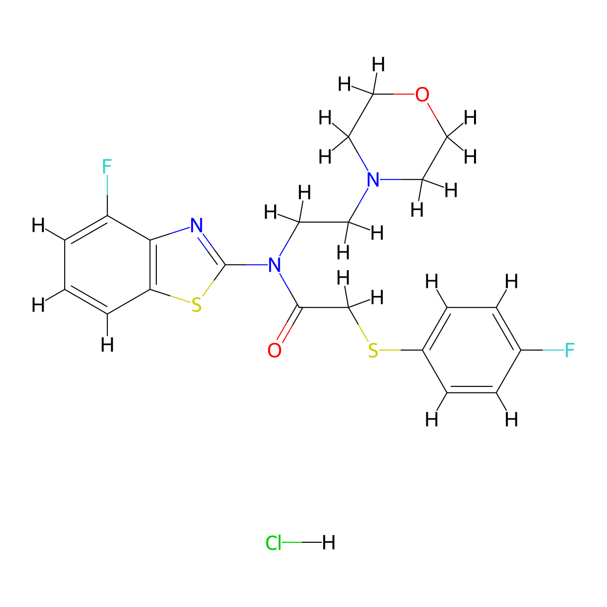N-(4-fluorobenzo[d]thiazol-2-yl)-2-((4-fluorophenyl)thio)-N-(2-morpholinoethyl)acetamide hydrochloride molecular structure, CAS 1216757-17-3