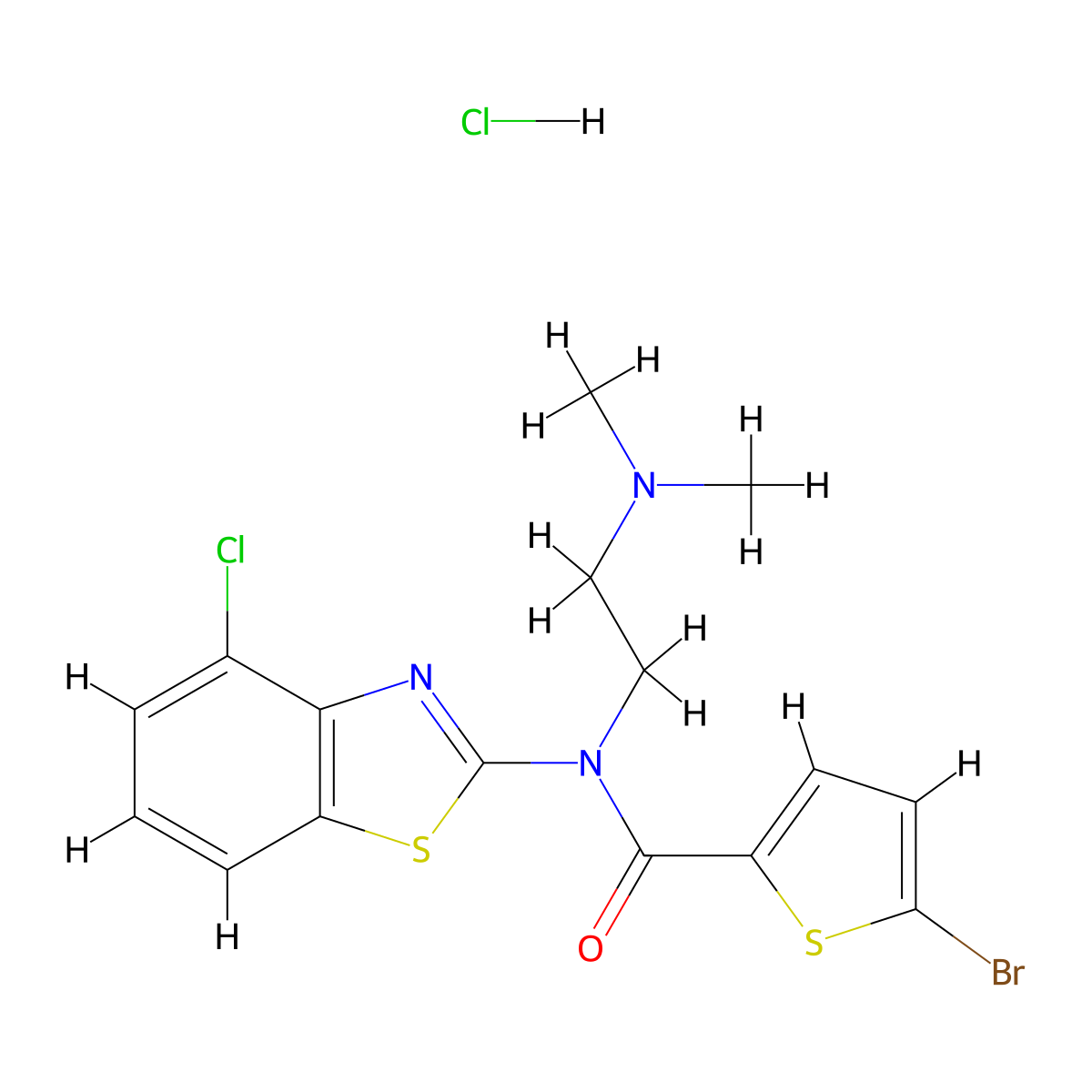 5-bromo-N-(4-chlorobenzo[d]thiazol-2-yl)-N-(2-(dimethylamino)ethyl)thiophene-2-carboxamide hydrochloride molecular structure, CAS 1216757-25-3
