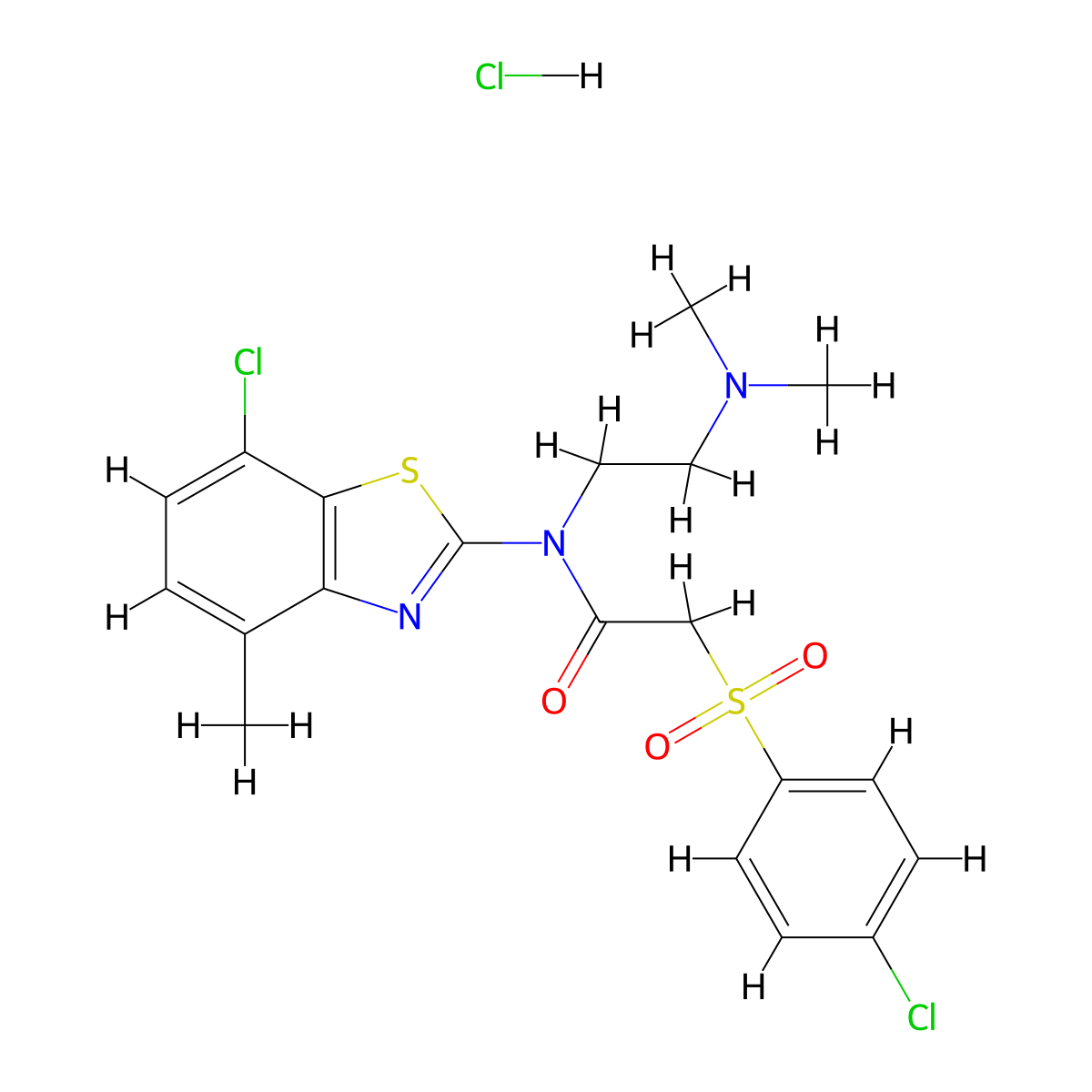 N-(7-chloro-4-methylbenzo[d]thiazol-2-yl)-2-((4-chlorophenyl)sulfonyl)-N-(2-(dimethylamino)ethyl)acetamide hydrochloride molecular structure, CAS 1216760-37-0