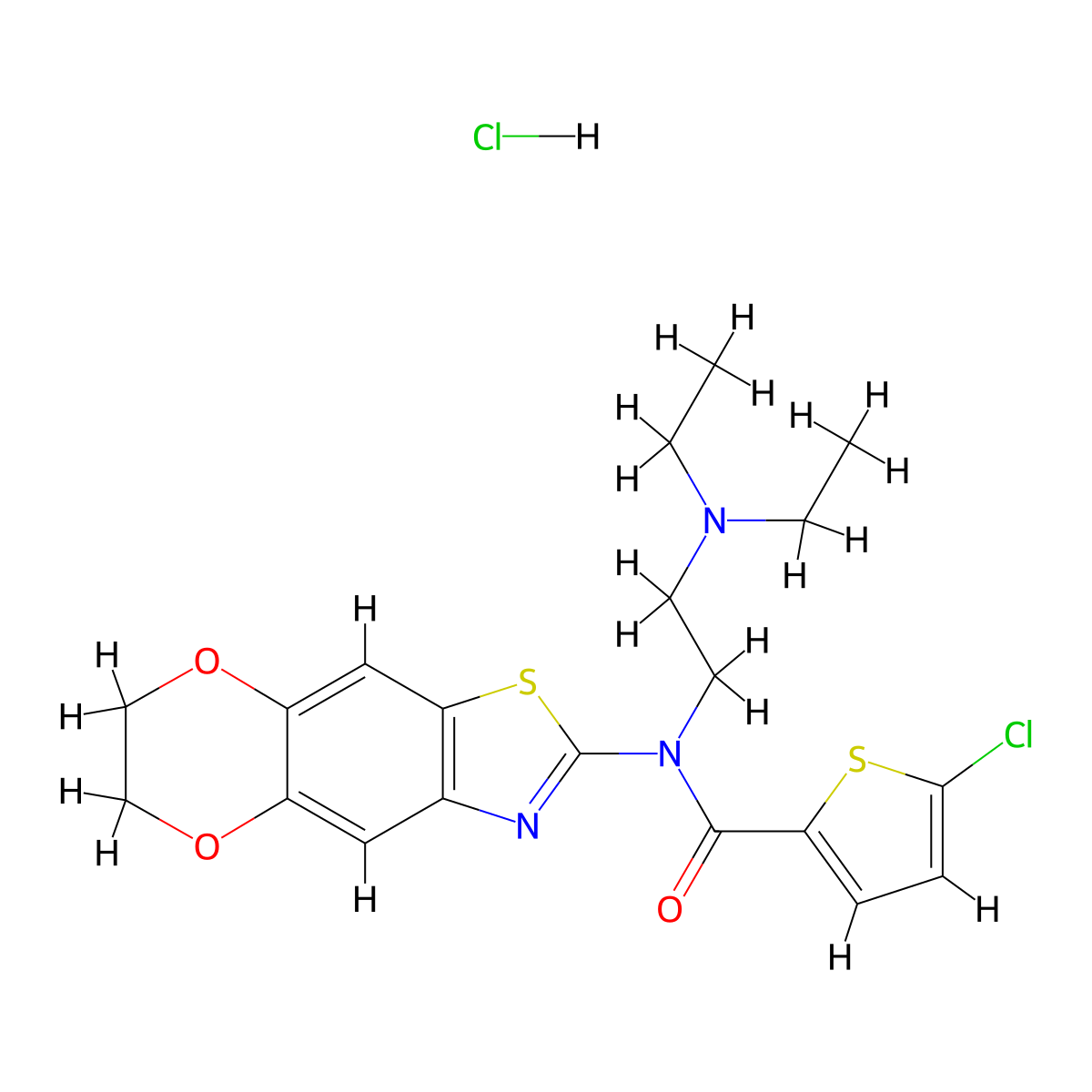 5-chloro-N-[2-(diethylamino)ethyl]-N-{10,13-dioxa-4-thia-6-azatricyclo[7.4.0.0^{3,7}]trideca-1,3(7),5,8-tetraen-5-yl}thiophene-2-carboxamide hydrochloride molecular structure, CAS 1216760-41-6