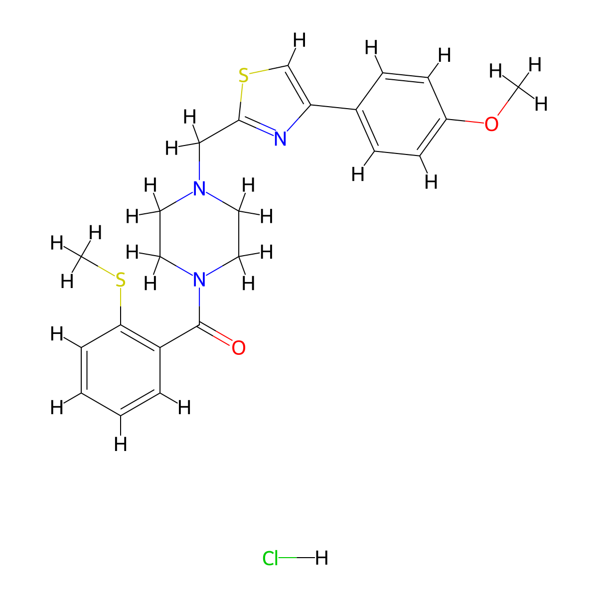 (4-((4-(4-Methoxyphenyl)thiazol-2-yl)methyl)piperazin-1-yl)(2-(methylthio)phenyl)methanone hydrochloride molecular structure, CAS 1216761-07-7