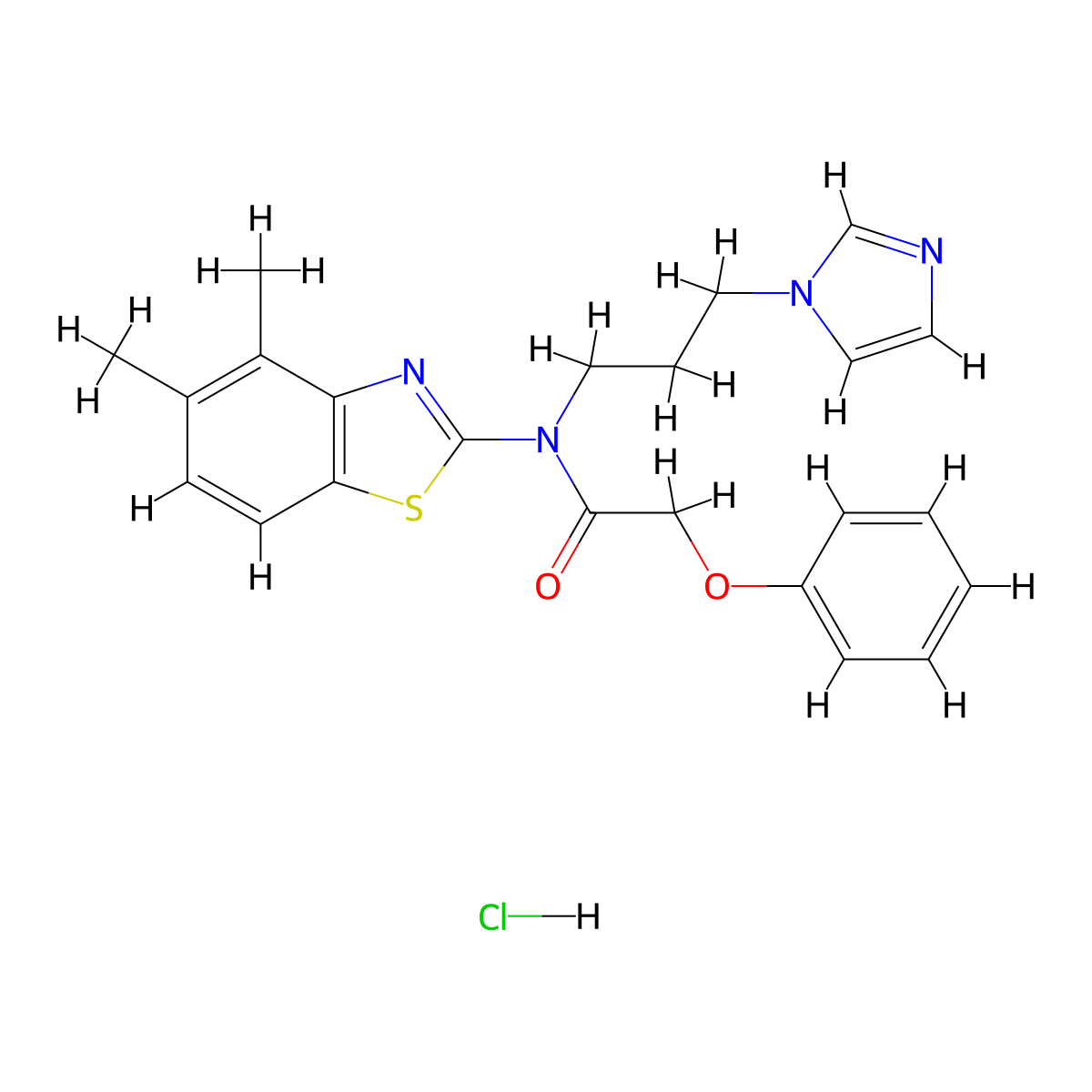 N-(3-(1H-imidazol-1-yl)propyl)-N-(4,5-dimethylbenzo[d]thiazol-2-yl)-2-phenoxyacetamide hydrochloride molecular structure, CAS 1216762-62-7