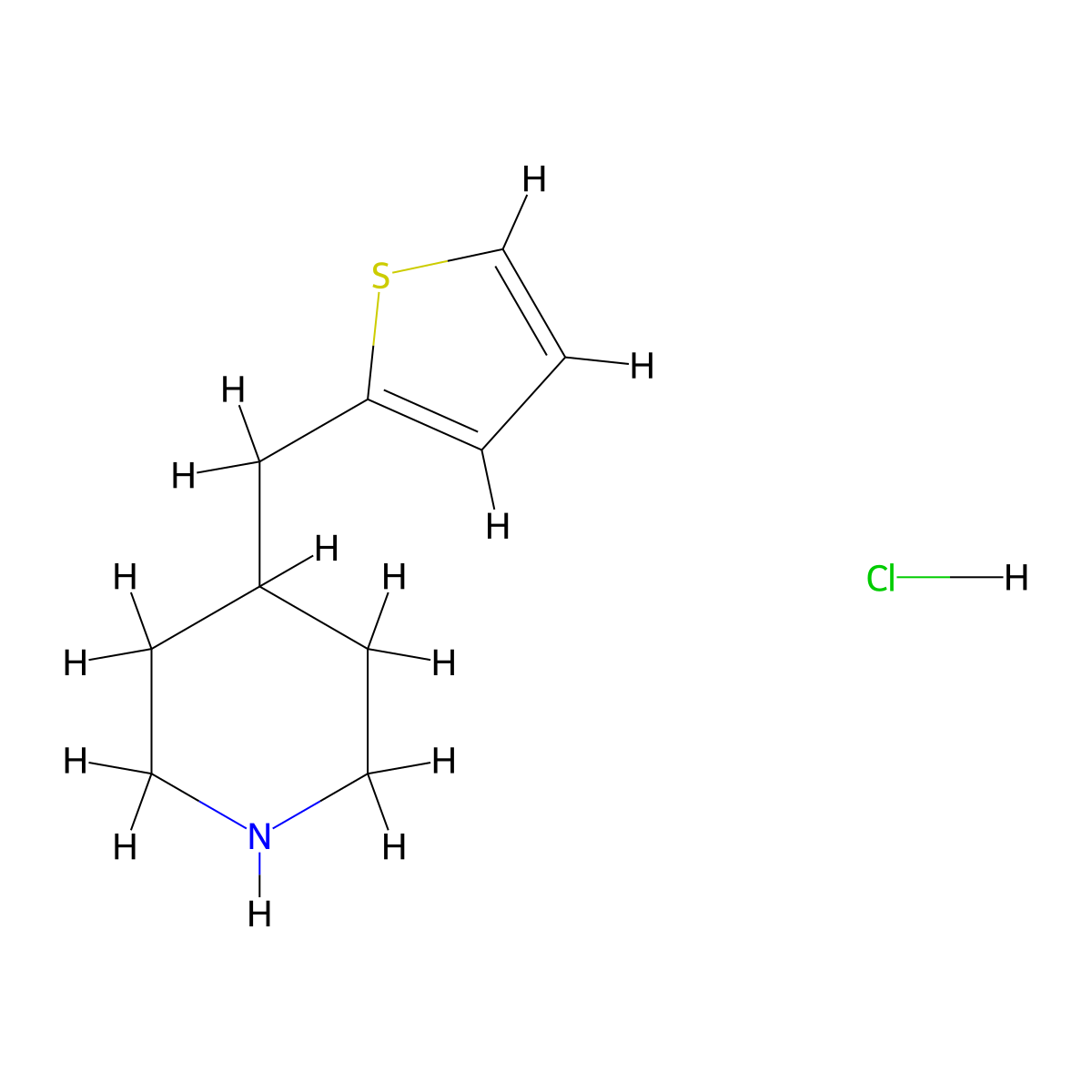 4-(Thiophen-2-ylmethyl)piperidine hydrochloride molecular structure, CAS 1216763-44-8