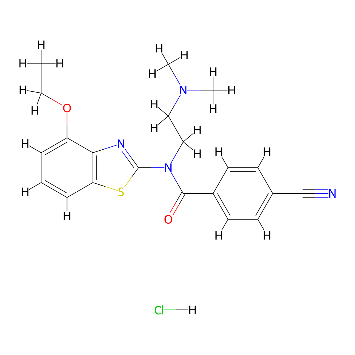 4-cyano-N-(2-(dimethylamino)ethyl)-N-(4-ethoxybenzo[d]thiazol-2-yl)benzamide hydrochloride molecular structure, CAS 1216764-13-4