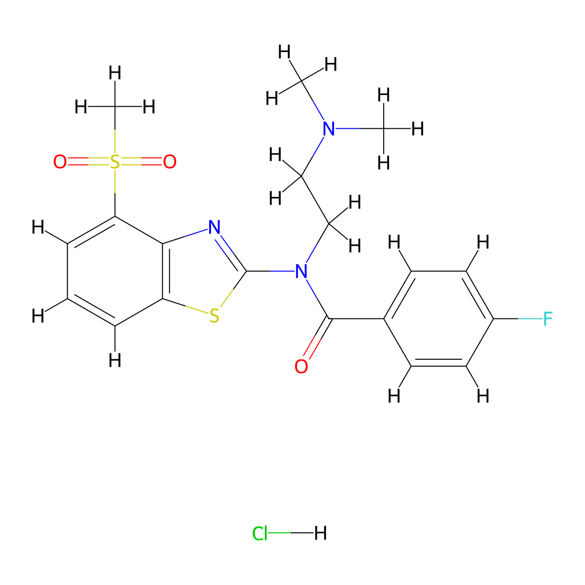 N-(2-(dimethylamino)ethyl)-4-fluoro-N-(4-(methylsulfonyl)benzo[d]thiazol-2-yl)benzamide hydrochloride molecular structure, CAS 1216765-92-2