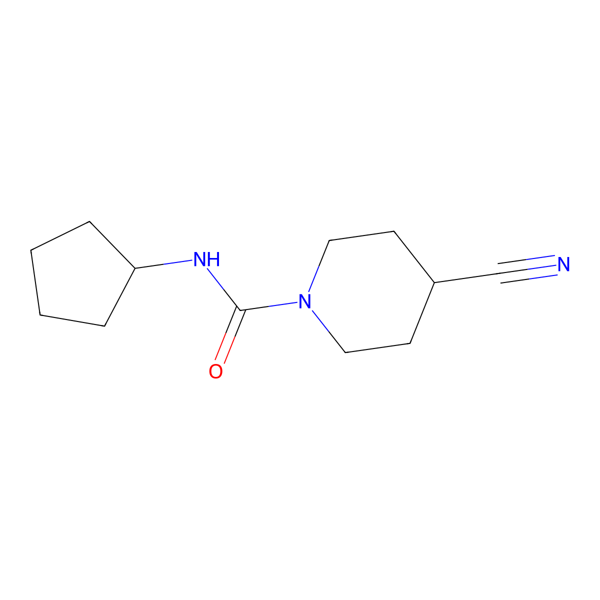 4-cyano-N-cyclopentylpiperidine-1-carboxamide molecular structure, CAS 1216766-71-0