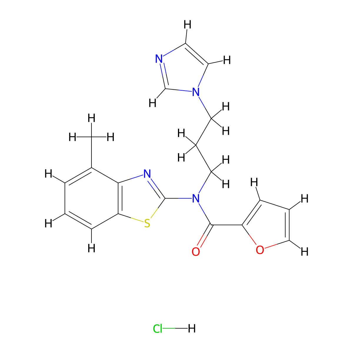 N-(3-(1H-imidazol-1-yl)propyl)-N-(4-methylbenzo[d]thiazol-2-yl)furan-2-carboxamide hydrochloride molecular structure, CAS 1216767-26-8