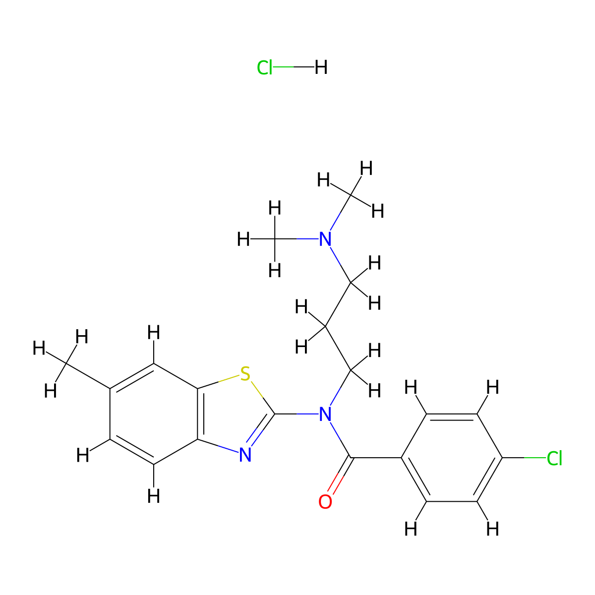 4-Chloro-N-[3-(dimethylamino)propyl]-N-(6-methyl-1,3-benzothiazol-2-YL)benzamide hydrochloride molecular structure, CAS 1216767-59-7